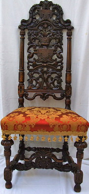 carved walnut side chair in 17