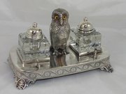 antique silver victorian silver plated owl in Victorian silver plated owl in