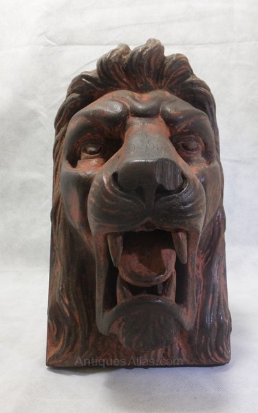 Antique Carved Lion Head Carved Lion Head