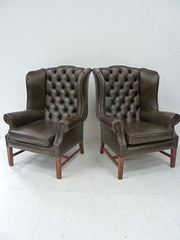furniture (post 1940) a pair of chesterfield wingbac A Pair of Chesterfield Wingbac