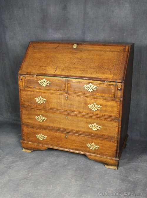 Georgian Oak and Mahogany Bureau