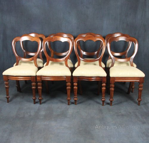 Set of 8 Victorian Crown Back Dining Chairs