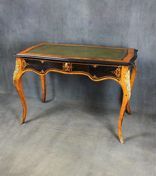 Victorian Amboyna and Ebony Bureau Plat