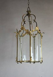 Antique gilded brass lantern w