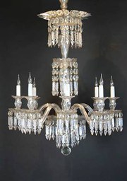 French 1930s cut glass chandel