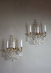 Pair of cut glass and gilded b