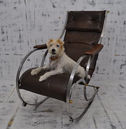 1960s leather and steel rockin