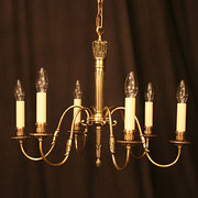French Brass 6 Arm Chandelier