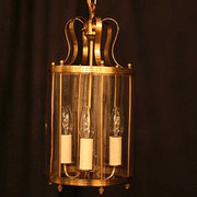 French Gilded Triple Light Hall Lantern