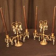French Pair Of Brass Twin Ligh