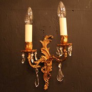 French Pair Of Gilded Twin Arm