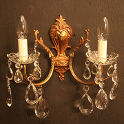 French Pair Of Gilded Twin Arm