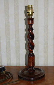 Barley Twist Oak Table Lamp