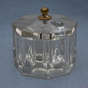 antique desk furniture / accessories septagonal cut glass inkwell Septagonal Cut Glass Inkwell