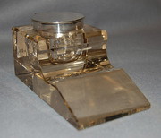 antique silver silver mounted glass inkwell 1 Silver mounted glass inkwell 1