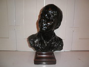 Bronze signed bust of boy