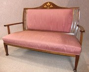 Art nouveau red walnut sofa