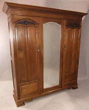 Art nouveau red walnut wardrob