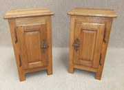Pair of Edwardian oak bedside