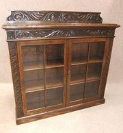 Victorian oak glazed bookcase