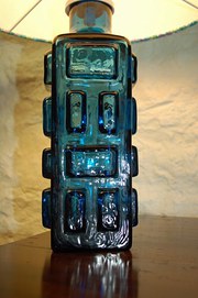 Vintage 1960s glass blue lamp