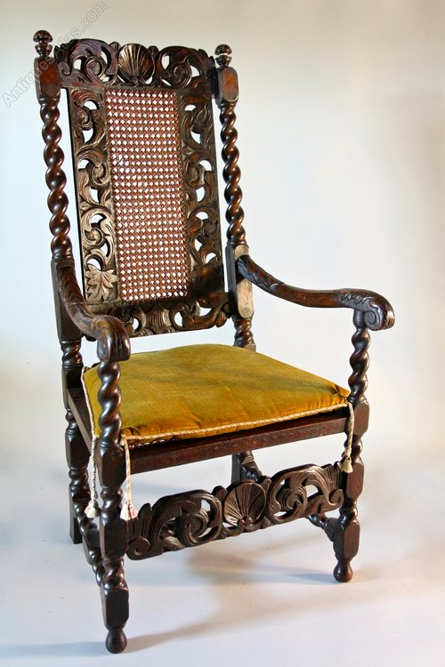 17th Century Caned Walnut Armchair. U532