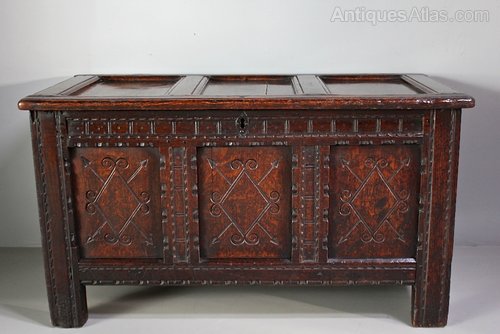 17th Century Carved Oak Coffer. U246