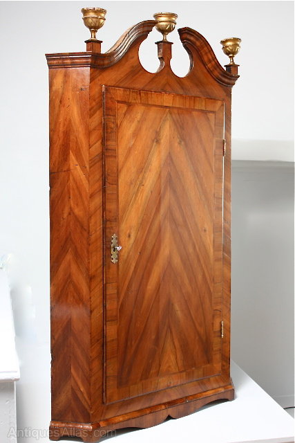 18th Century Walnut Veneered Corner Cupboard