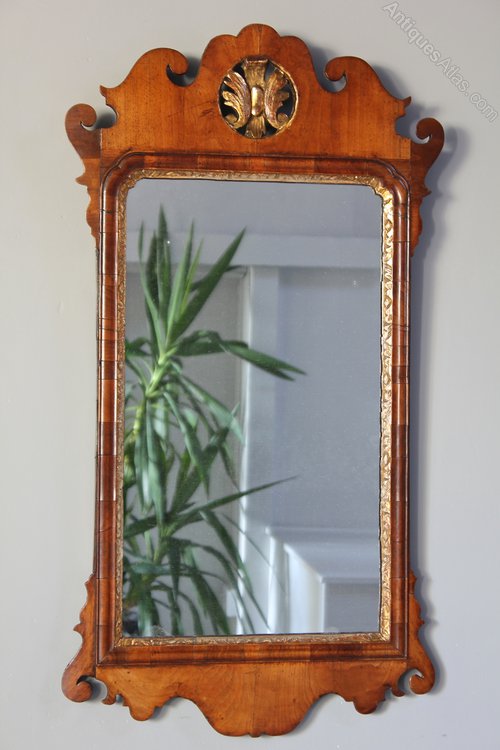 18th Century Walnut Wall Mirror.