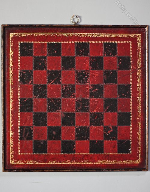 1930s Wood and Leather Chess Board. U938