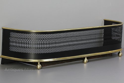 19th Century Steel and Brass Fire Fender