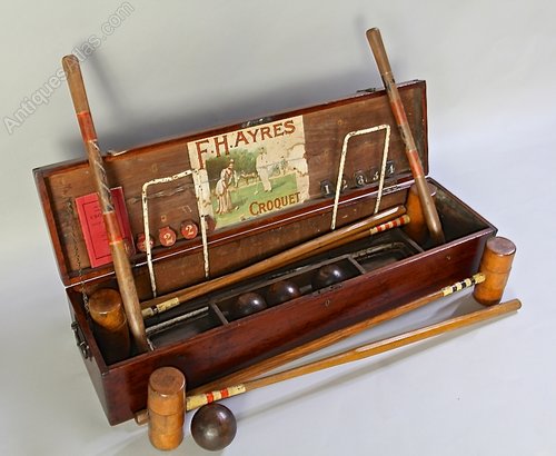 Antique Boxed F H Ayres Croquet Game. U885