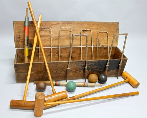 Antique Boxed Jacques Croquet Game. V54