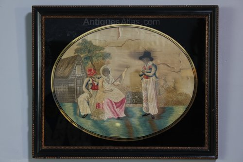 Antique Framed Silkwork Picture. H585