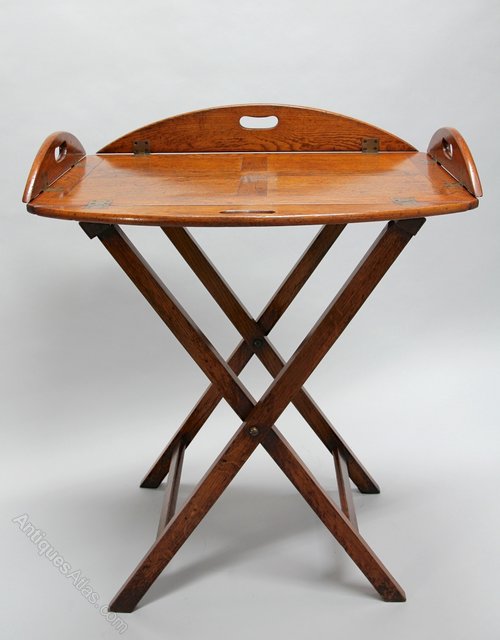 Antique Oval Oak Butlers Tray on Stand. U657
