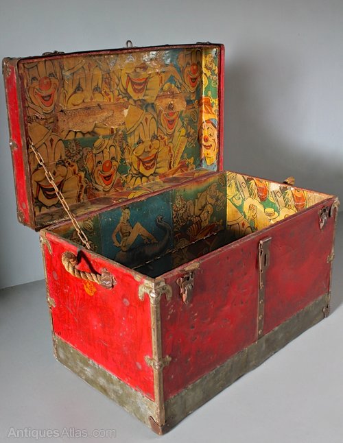 Antique Trunk with Circus Lining. U387