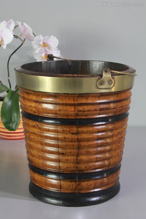 Antique Walnut Brass Banded Bucket. U315