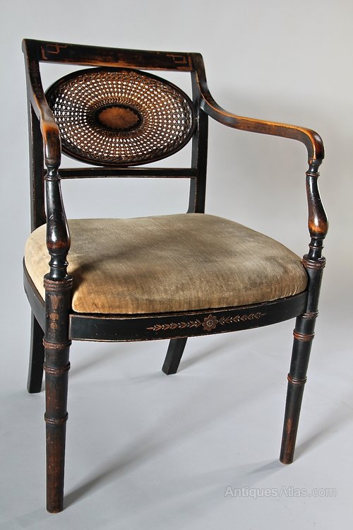 Hamptons Ebonised Open Armchair. U760