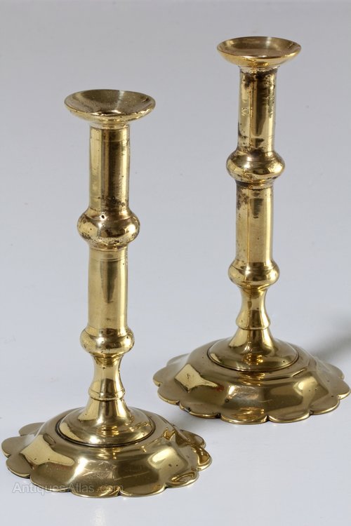 Pair 18th Century Petal Based Candlesticks. T901