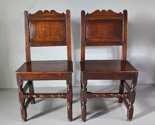 Pair of 17th Century Oak Side Chairs. T394