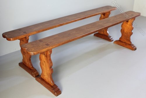 Pair of Antique French Cherrywood Benches.