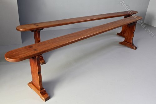 Pair of French Cherrywood Long Benches.