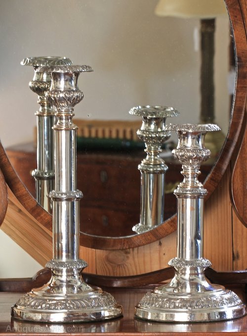 Pair of Victorian Silver Plate Candlesticks. P481