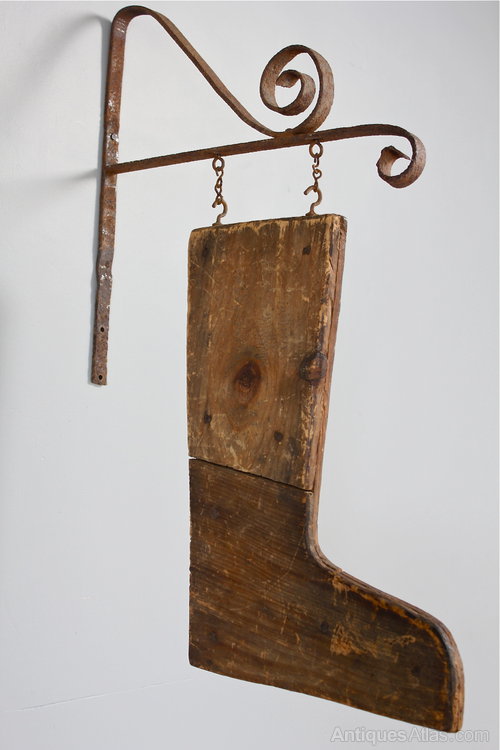 rustic Sign    Antique Antiques Wooden Boot Hanging hanging signs Atlas Rustic