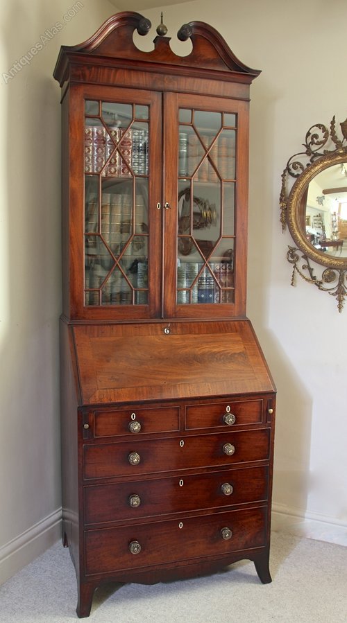 Small Georgian Mahogany Bureau Bookcase. U573