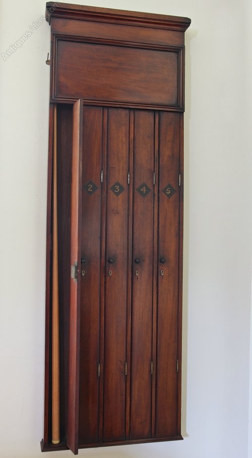 Victorian Mahogany Snooker Cue Wall Cabinet/Cupboard