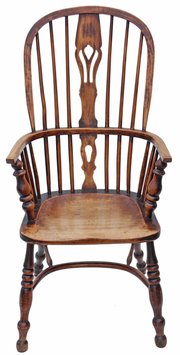 antique furniture 19c victorian elm windsor armc 19C Victorian elm Windsor armc