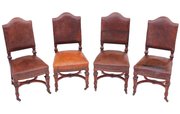 antique furniture set of 4 victorian walnut leat Set of 4 Victorian walnut leat