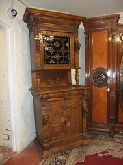 antique furniture german oak breakfront cupboard German Oak Breakfront Cupboard