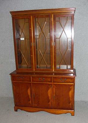 1960s 3 x door Yew wood bookca